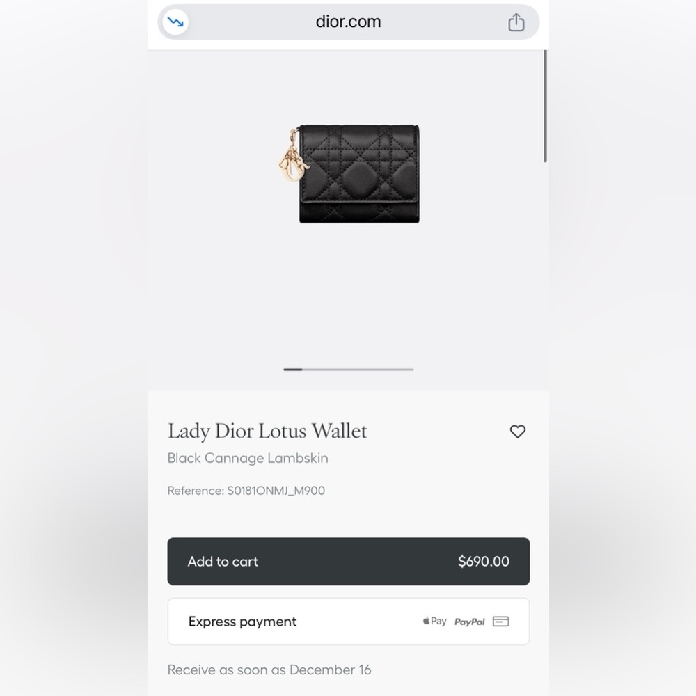 Lady Dior Lotus Wallet
Light Blue Cannage Lambskin - Picture 8 of 8